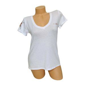 Victoria's Secret PINK EXTRA SMALL Bling Logo V-neck Short Sleeve‎ Tee NEW
